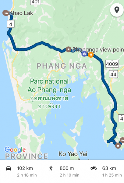 Parcours vers Ao-Nang